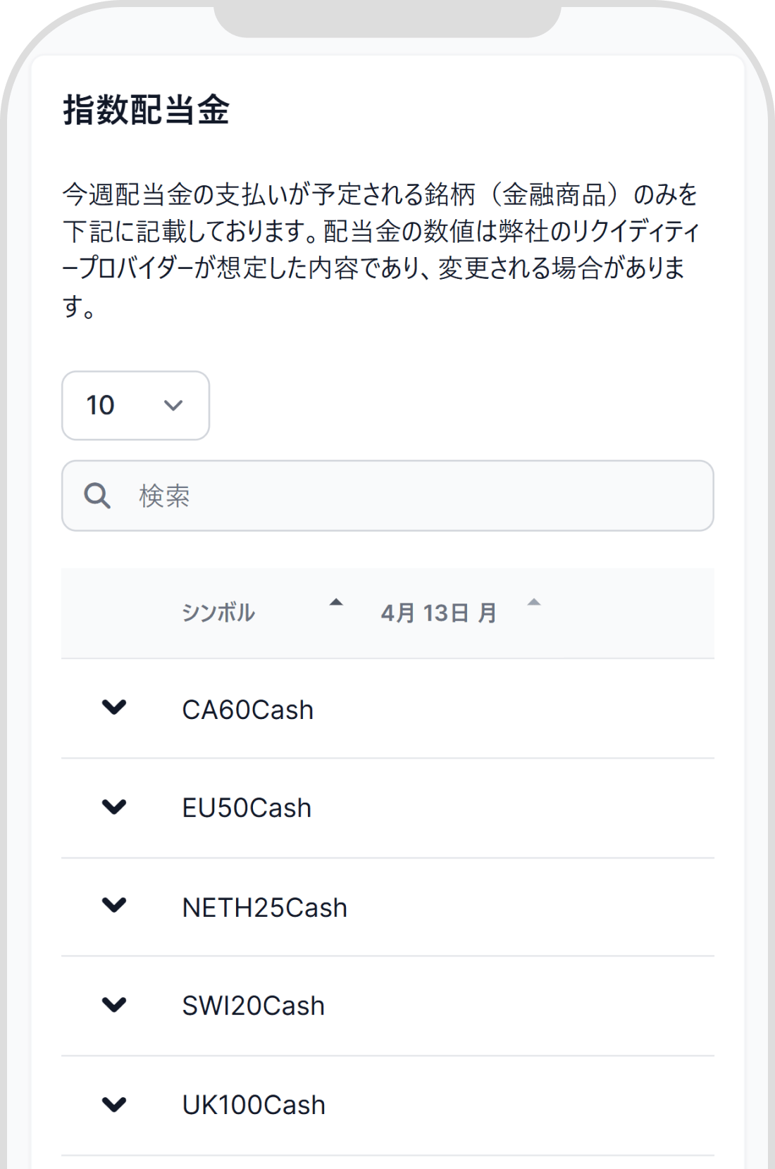 指数配当金を確認