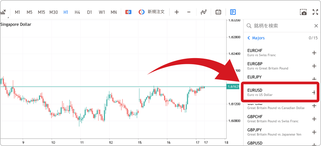 通貨ペア選択画面