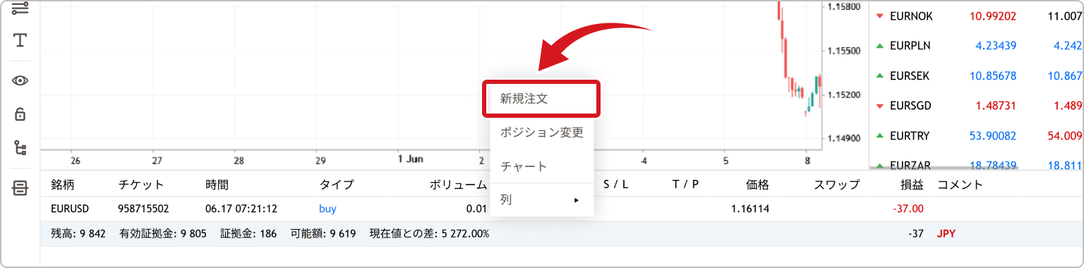 成行注文の手順1