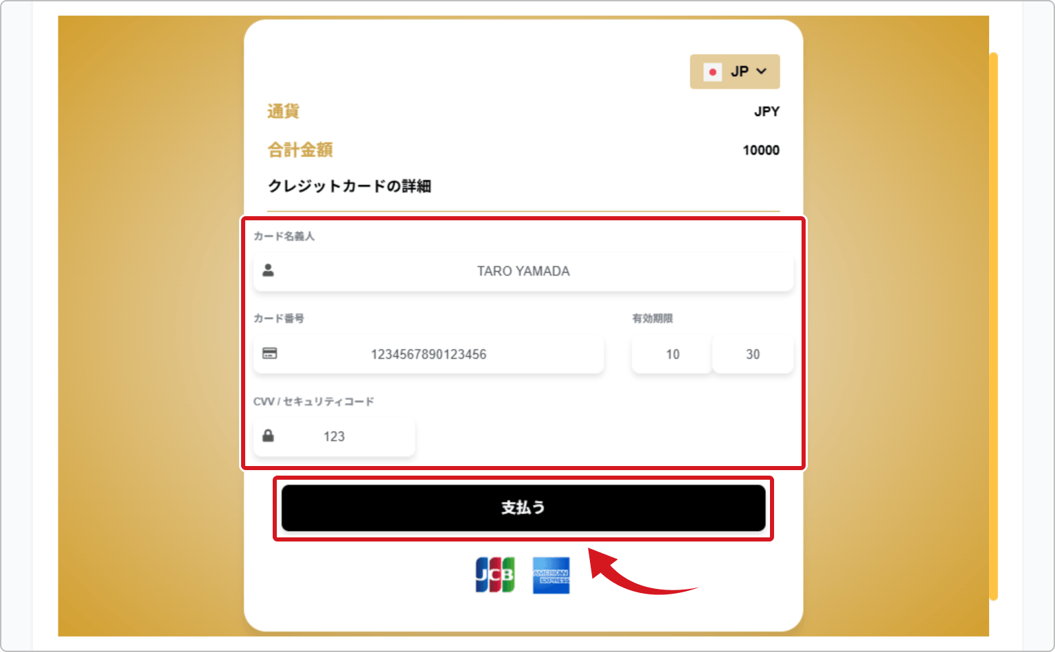 カード情報を入力