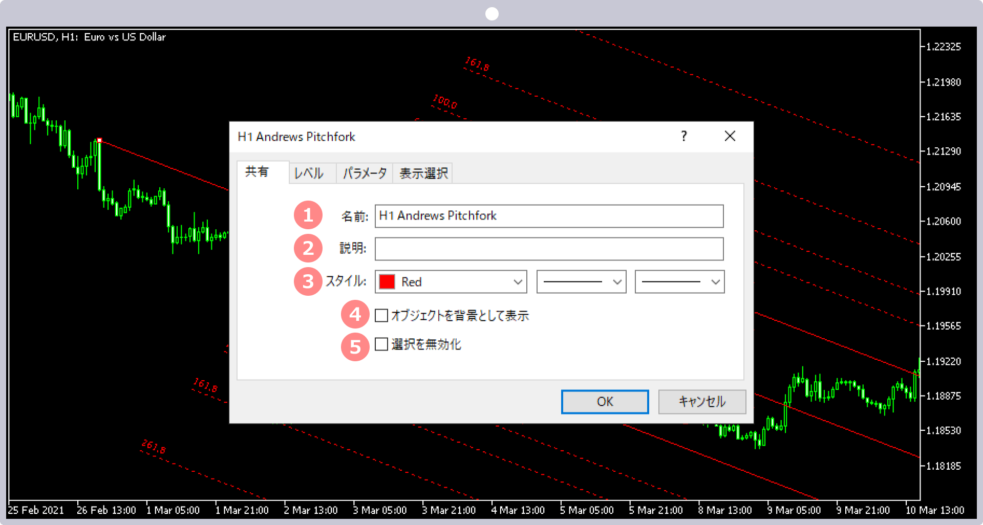 「共有」タブの設定