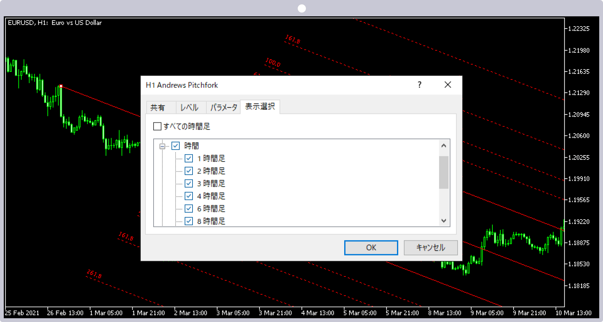 「パラメータ」タブの設定