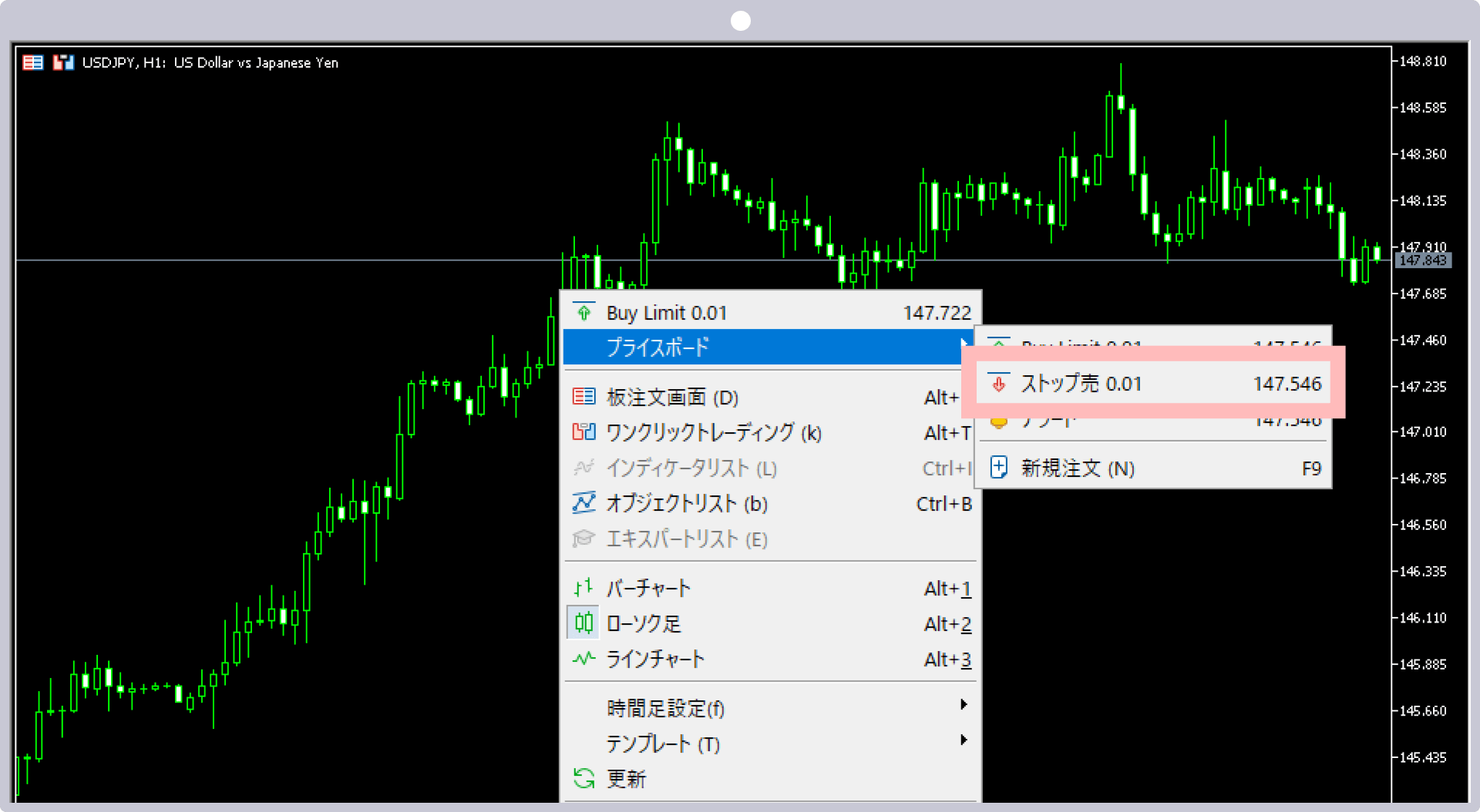 売り逆指値注文